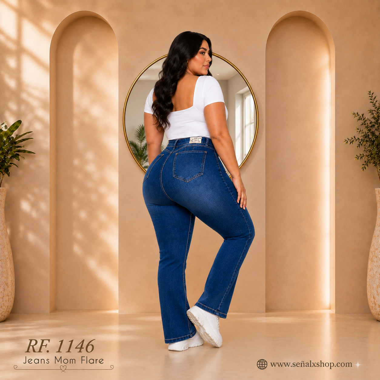 Jeans Mujer Mom Flare Plus  1146