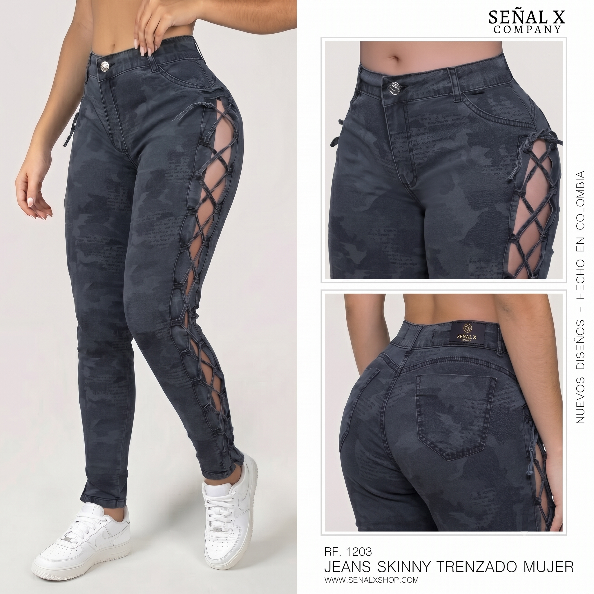 Jeans Mujer SkinnyTrenzado 1203 Azul