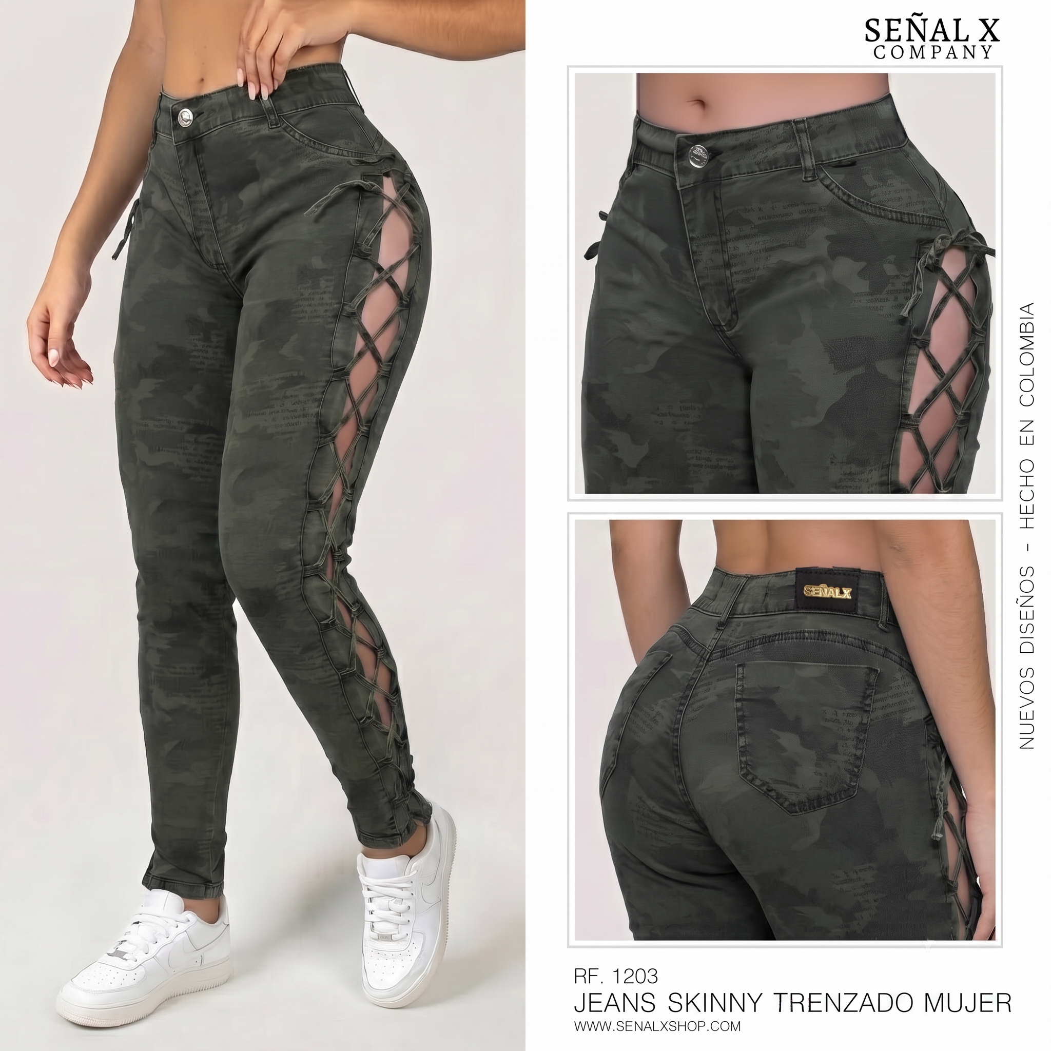 Jeans Mujer SkinnyTrenzado 1203 VERDE
