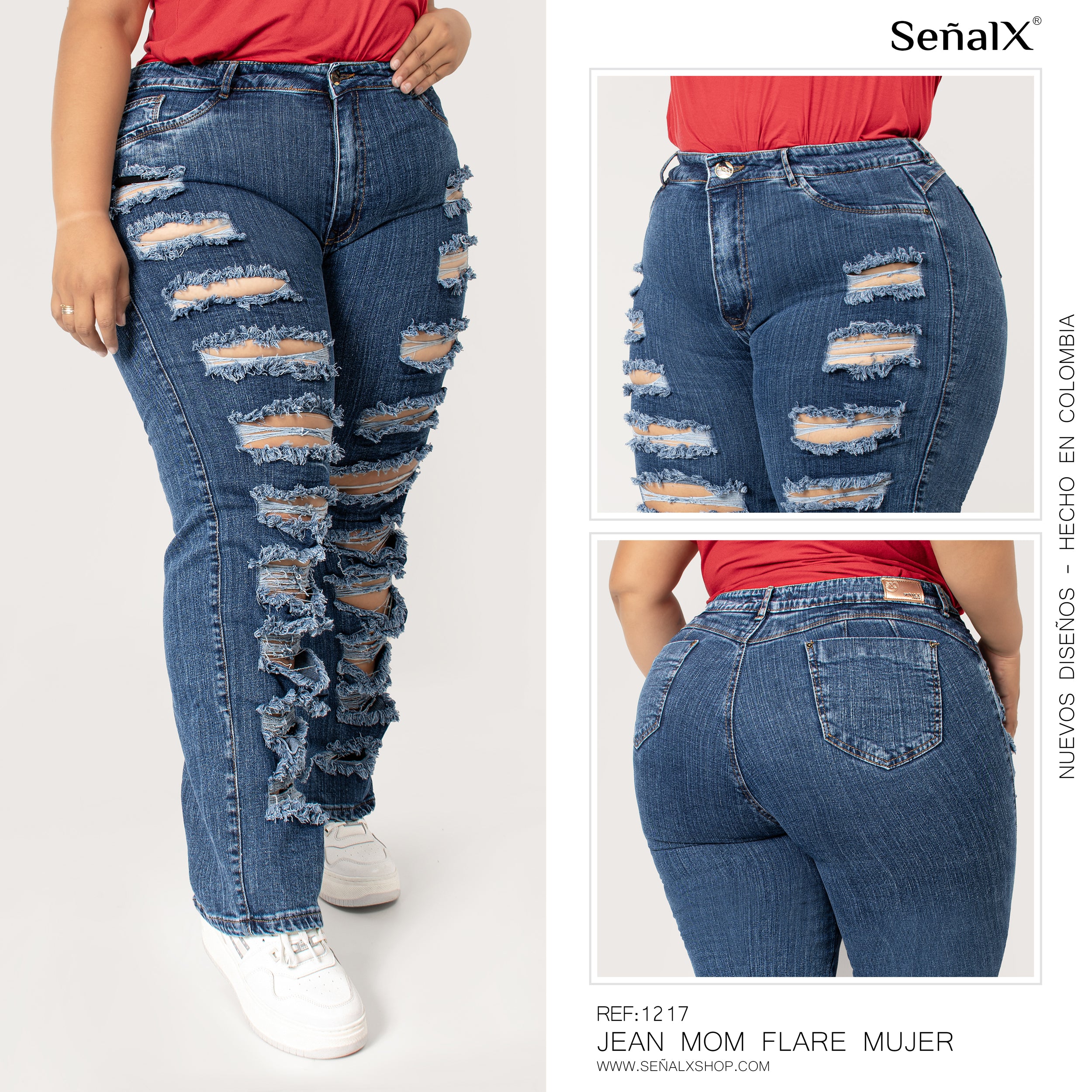 Jeans mujer Mom Flare plus 1217