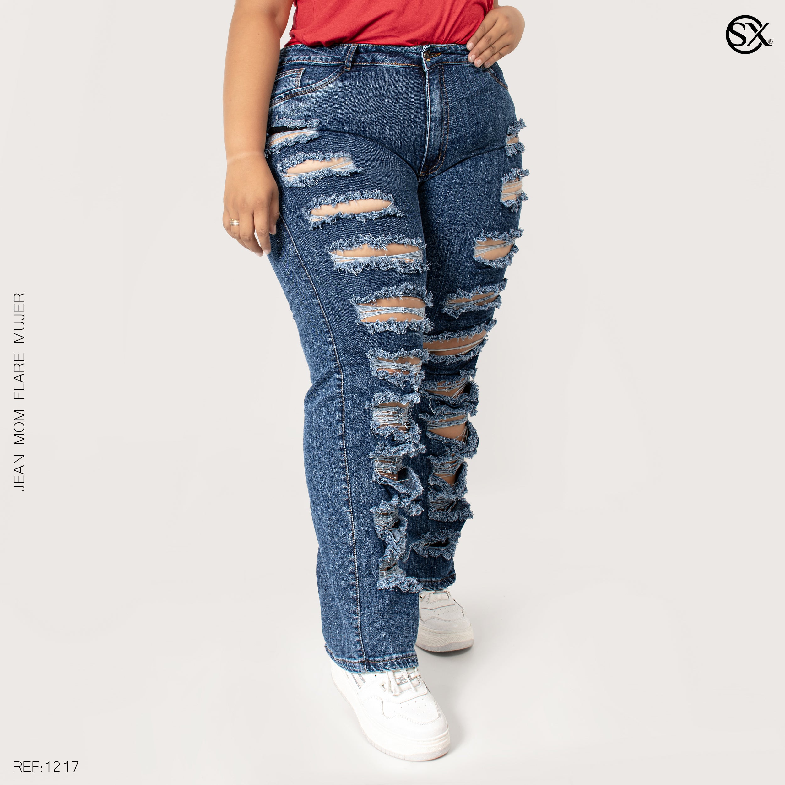 Jeans mujer Mom Flare plus 1217