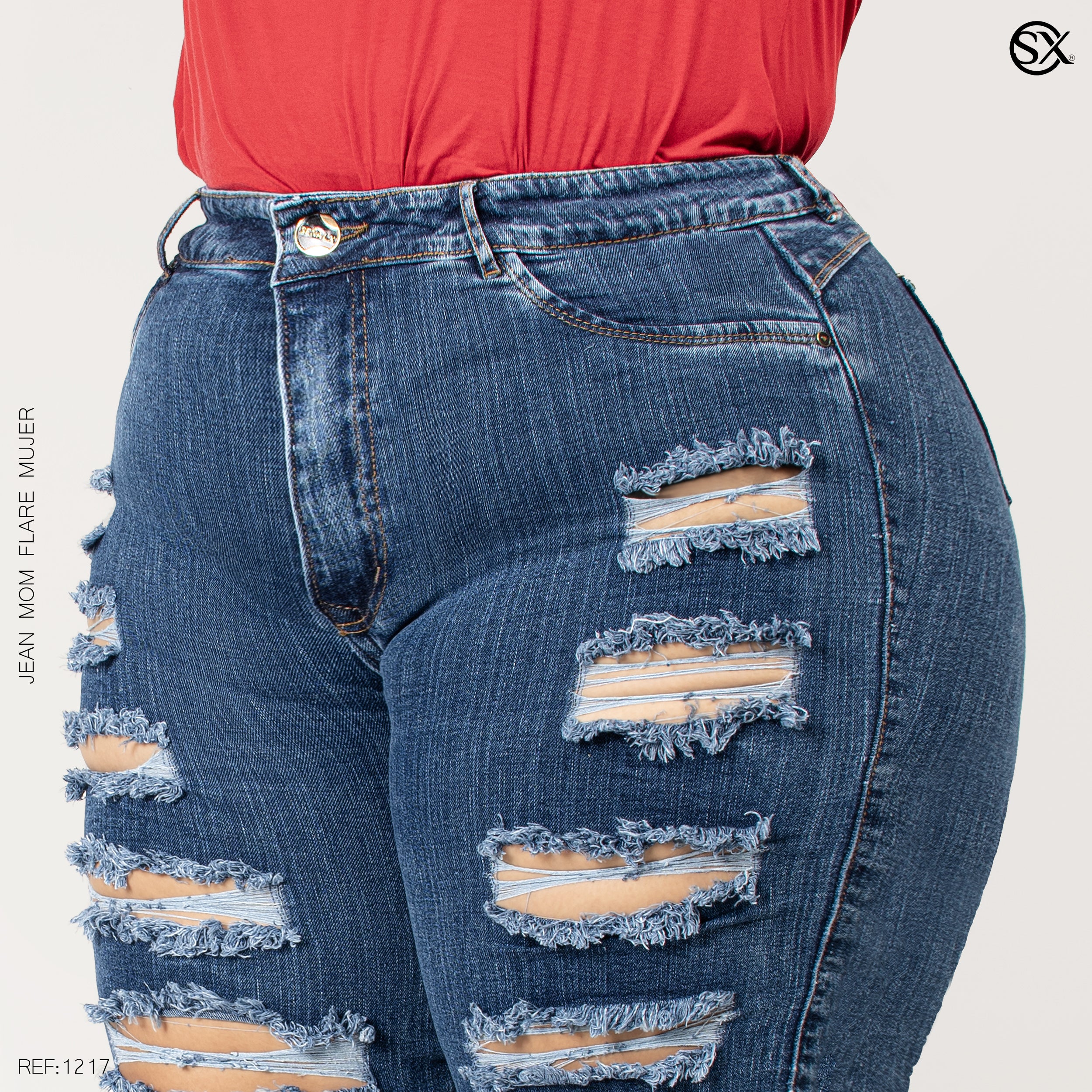 Jeans mujer Mom Flare plus 1217