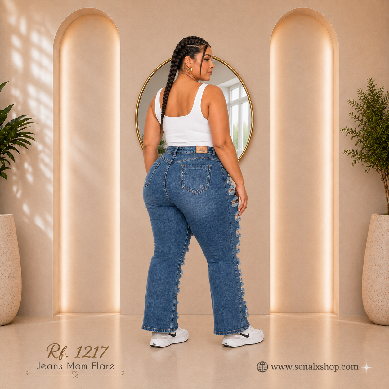 Jeans mujer Mom Flare plus 1217
