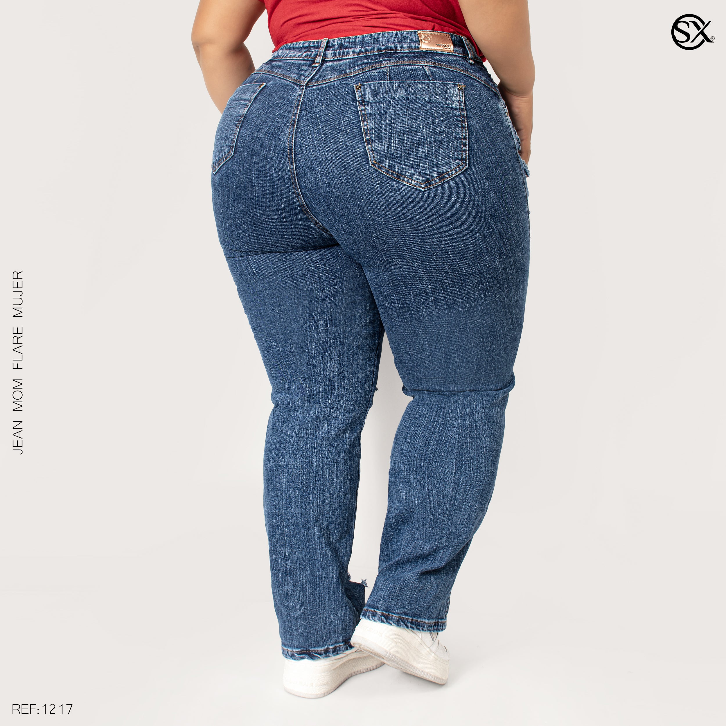 Jeans mujer Mom Flare plus 1217