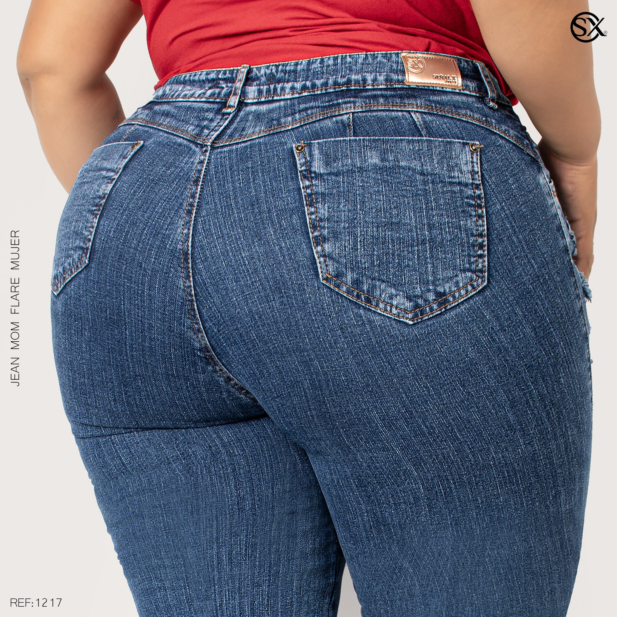 Jeans mujer Mom Flare plus 1217