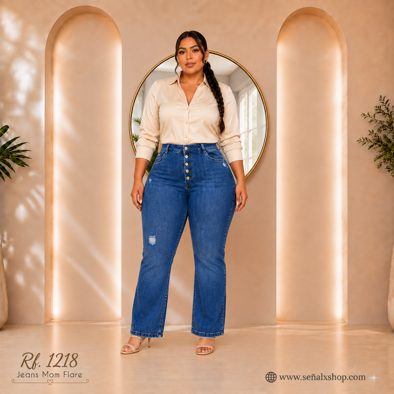 Jeans Mujer Mom Flare Plus  1218