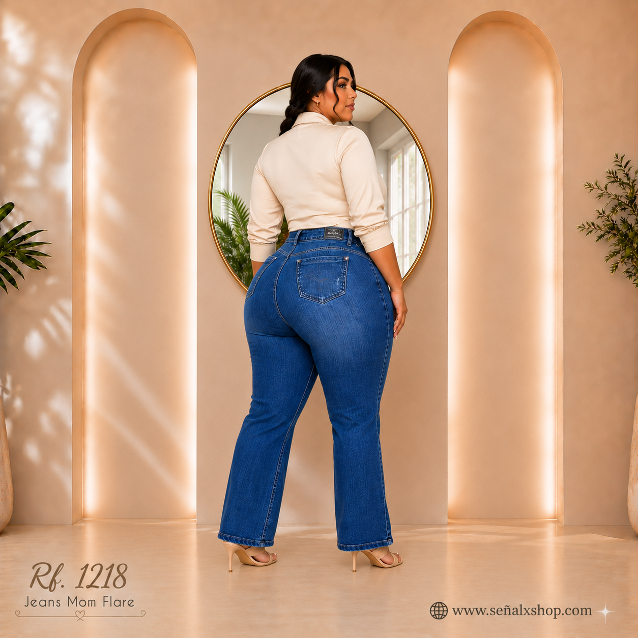 Jeans Mujer Mom Flare Plus  1218