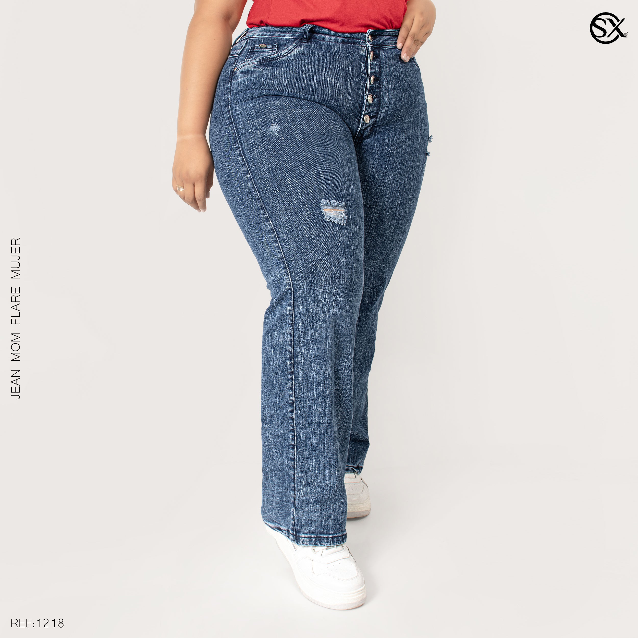 Jeans mujer Mom Flare plus 1218