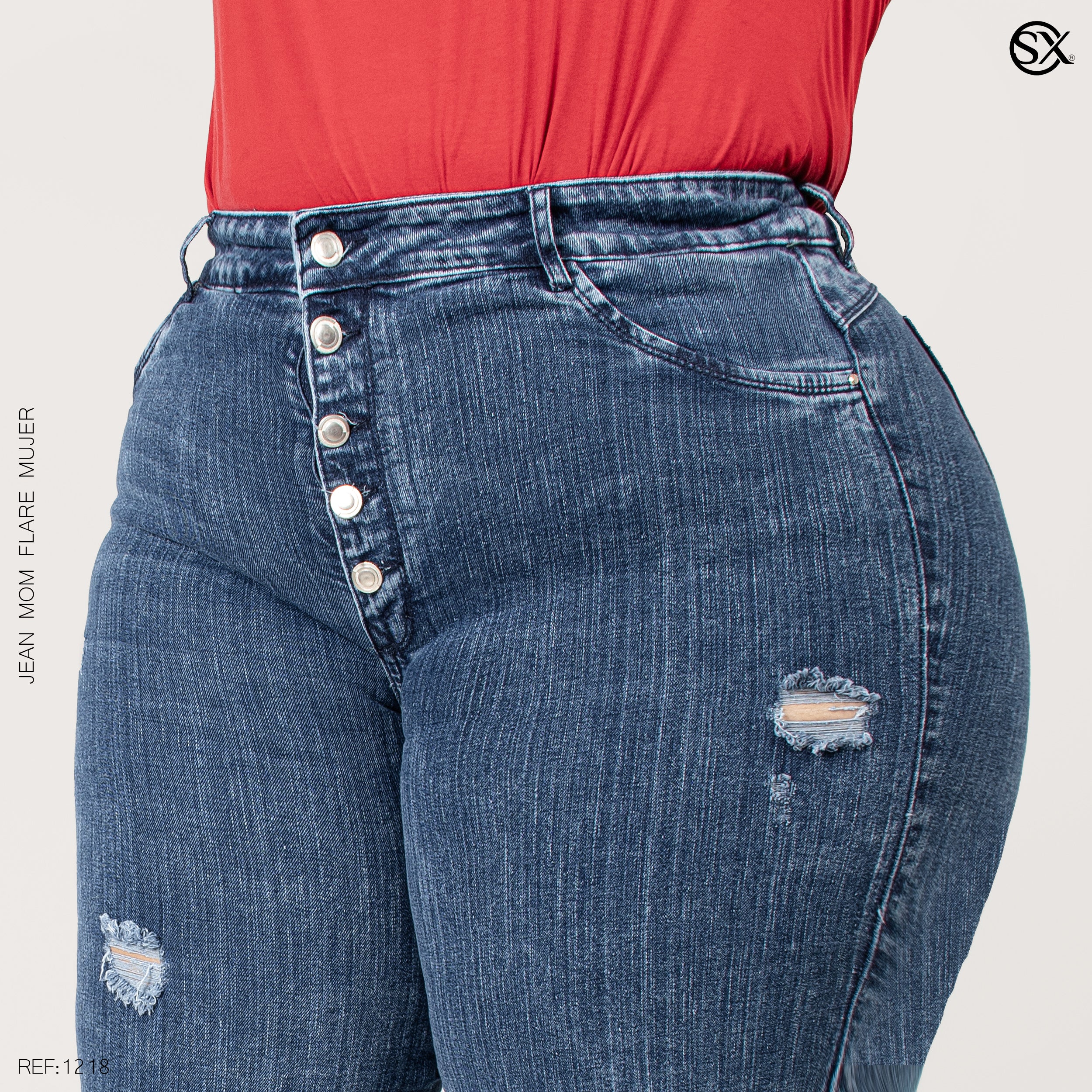 Jeans mujer Mom Flare plus 1218