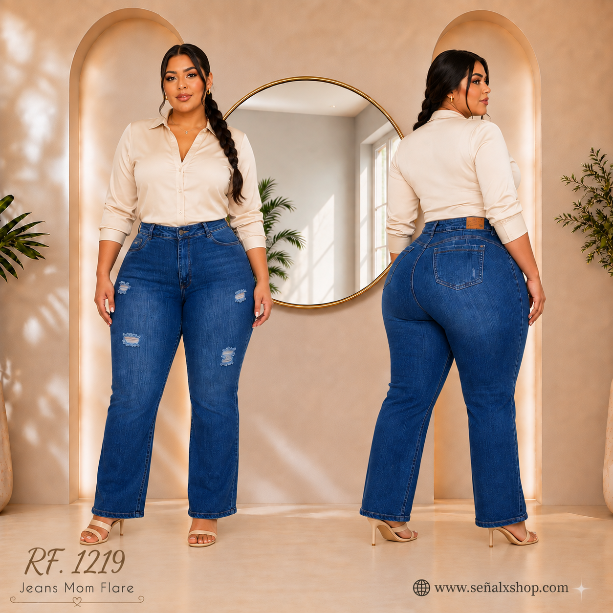 Jeans Mujer Mom Flare Plus  1219