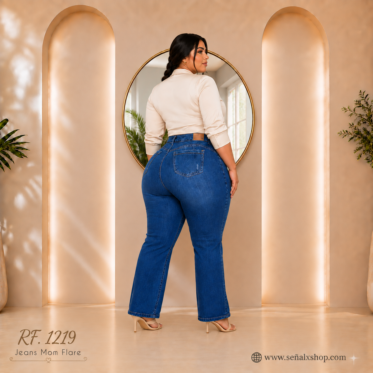Jeans Mujer Mom Flare Plus  1219