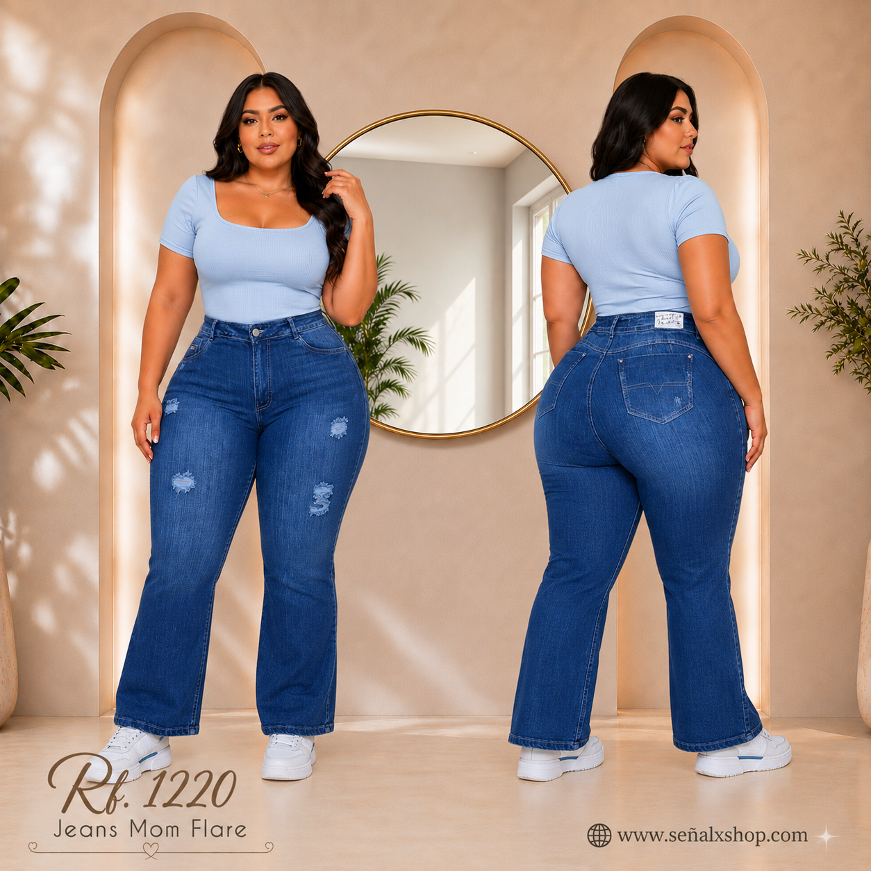Jeans Mujer Mom Flare Plus  1220