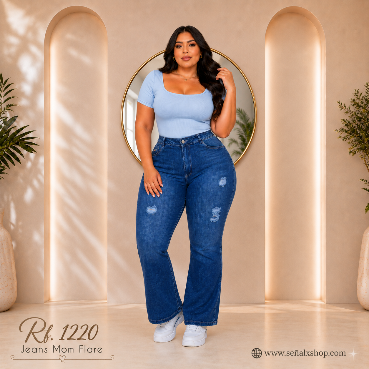 Jeans Mujer Mom Flare Plus  1220