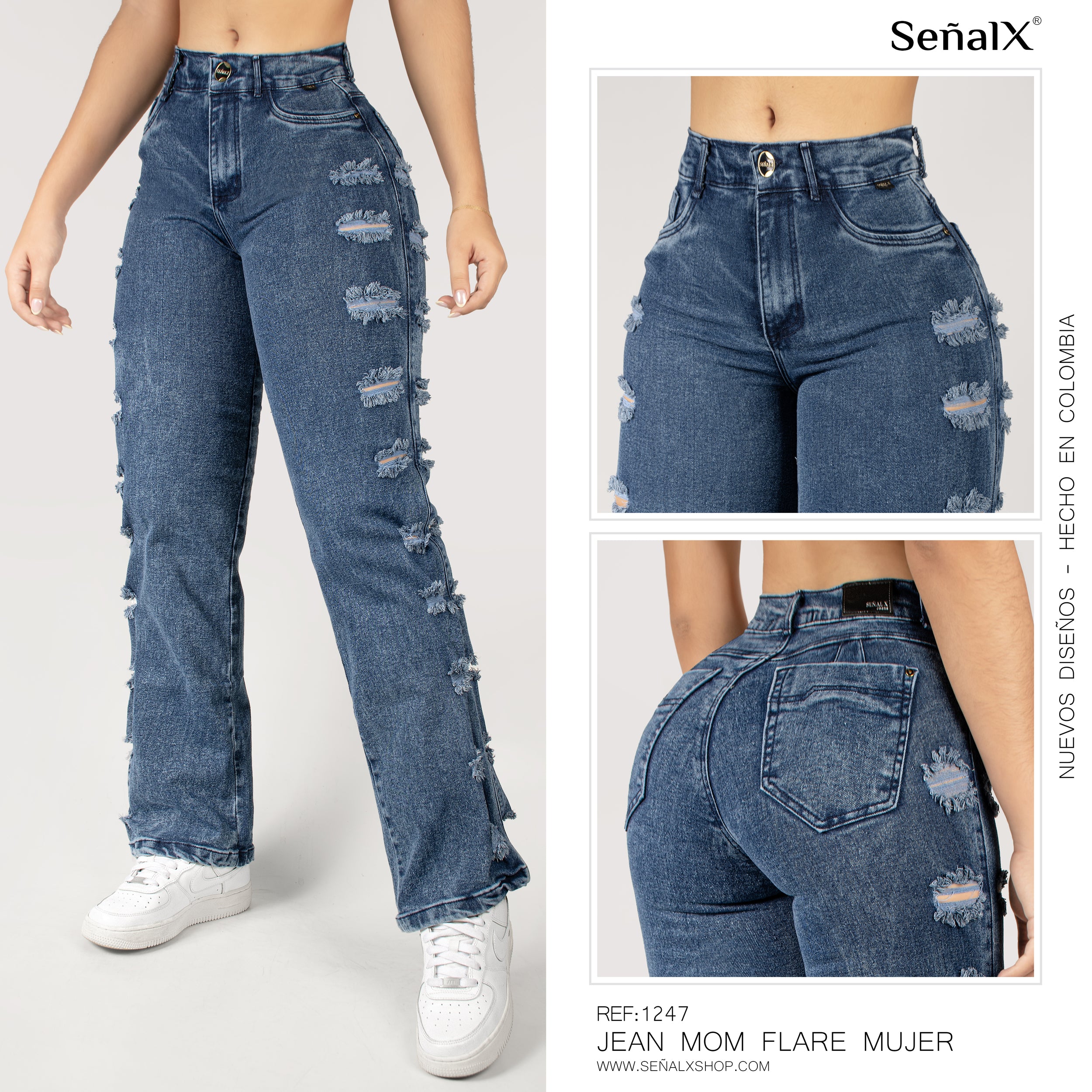 Jeans mujer Mom Flare 1247