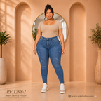Jeans Skinny Curvy Plus 1298-1  Tiro Alto  y Efecto Moldeador