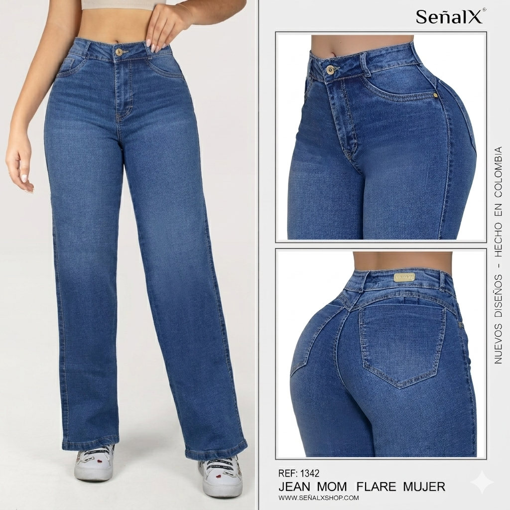 Jeans mujer Mom Flare 1342