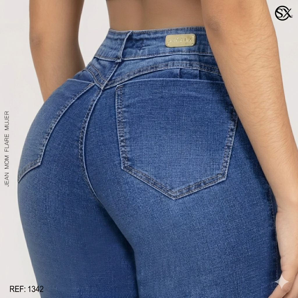 Jeans mujer Mom Flare 1342