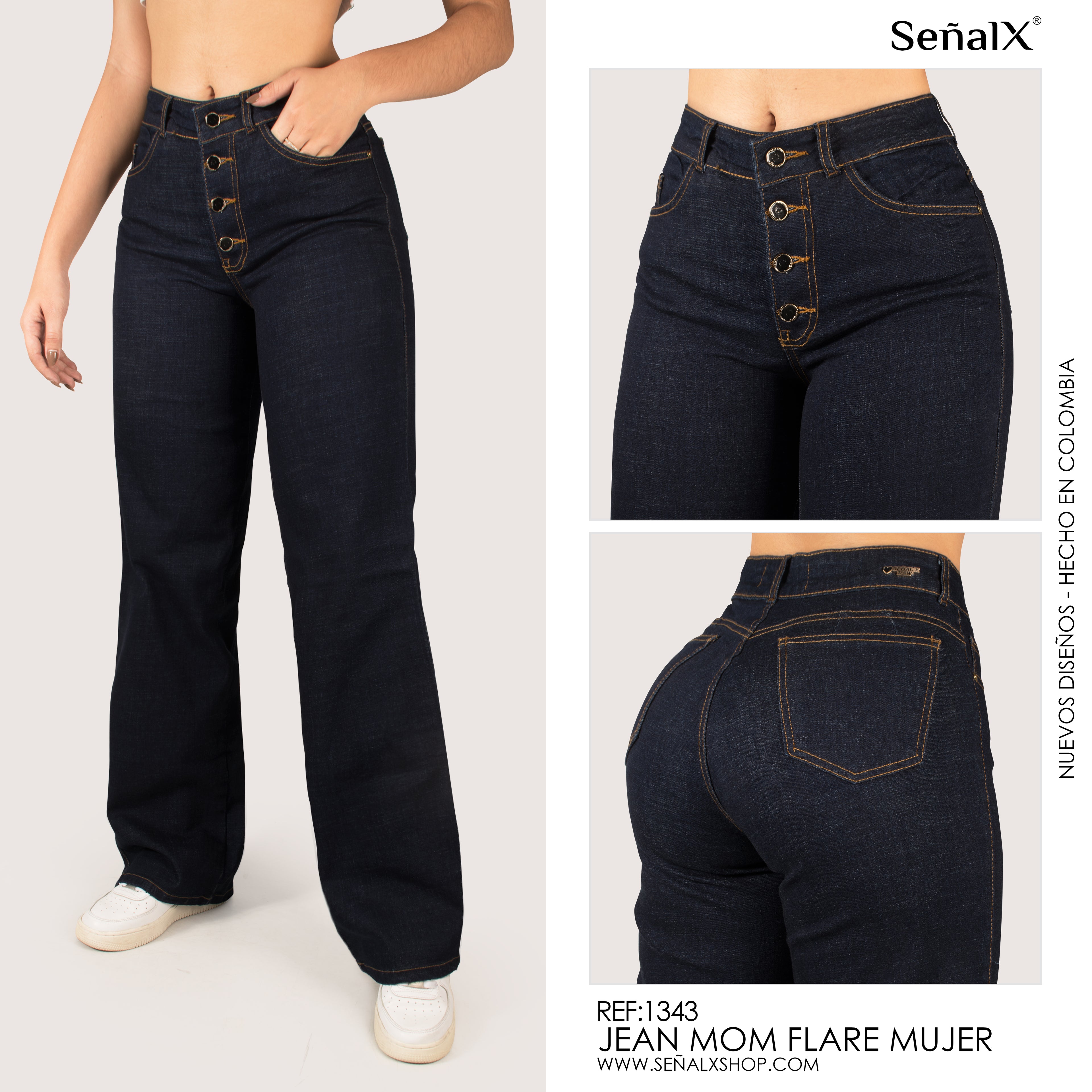 Jeans mujer Mom Flare 1343