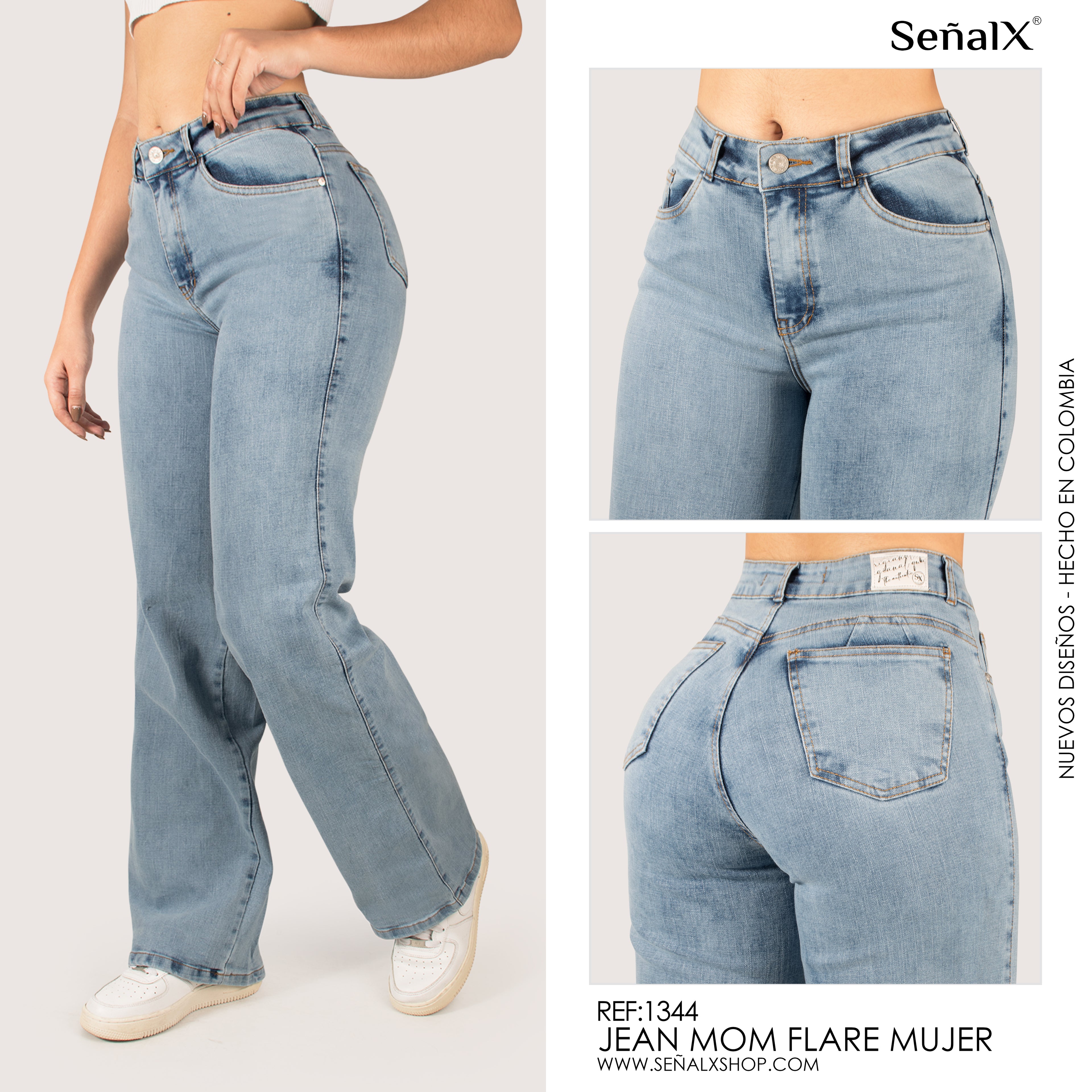 Jeans mujer Mom Flare 1344