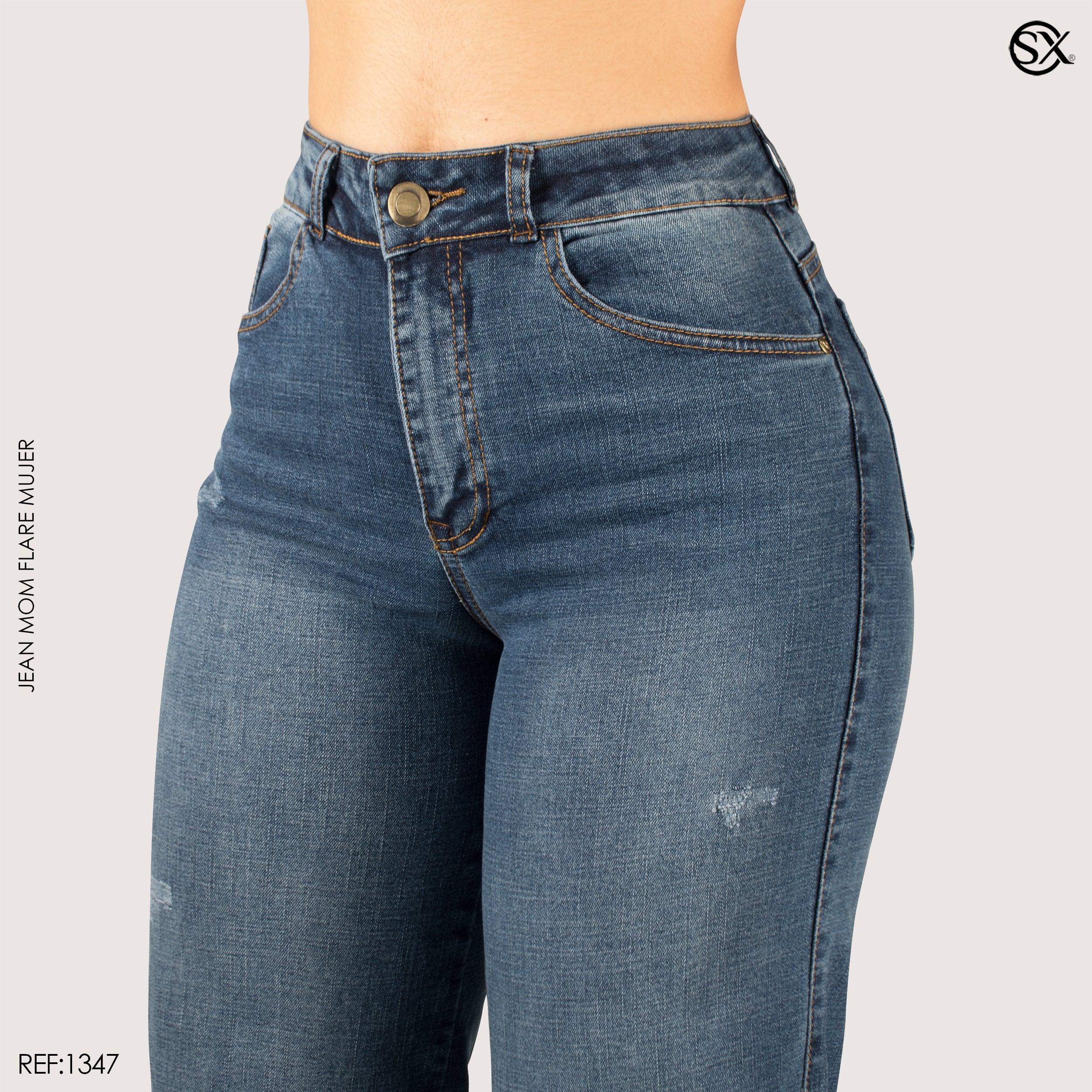 Jeans mujer Mom Flare 1347
