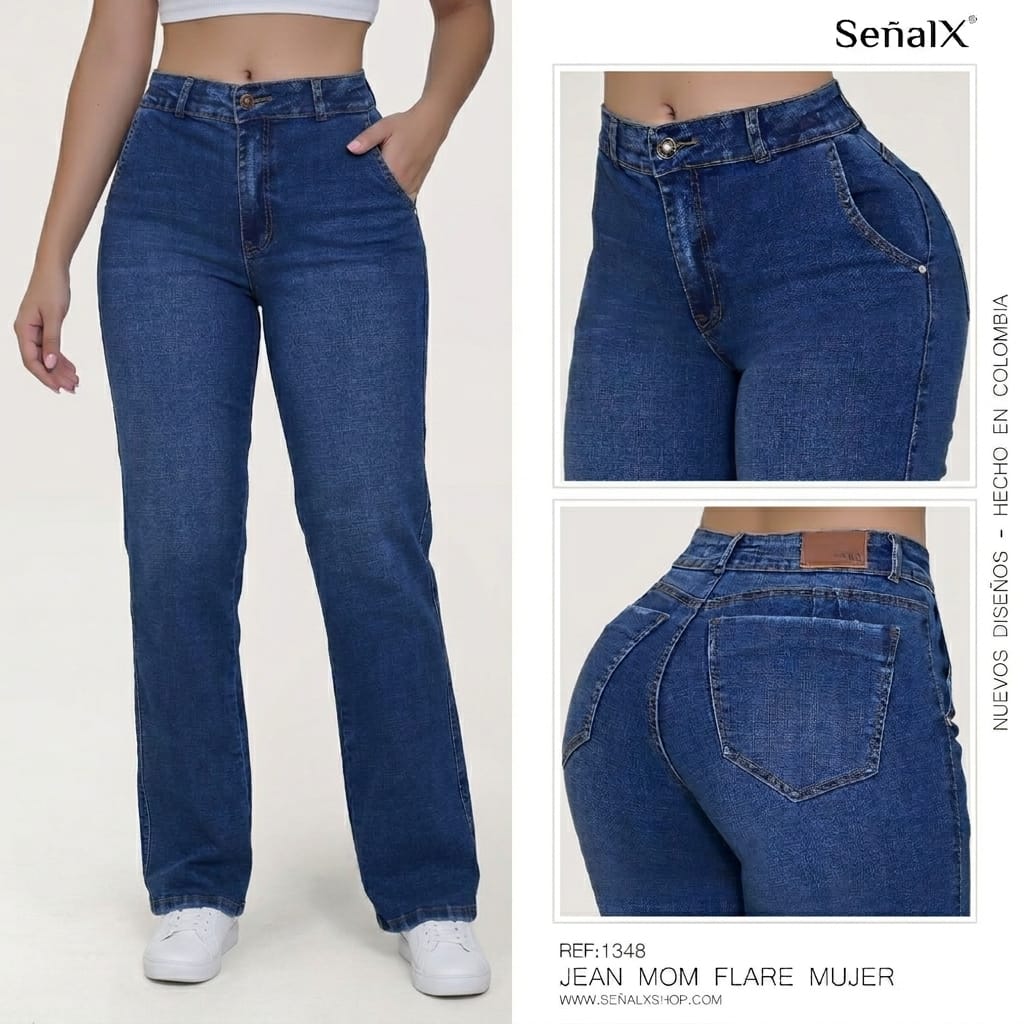 Jeans mujer Mom Flare 1348