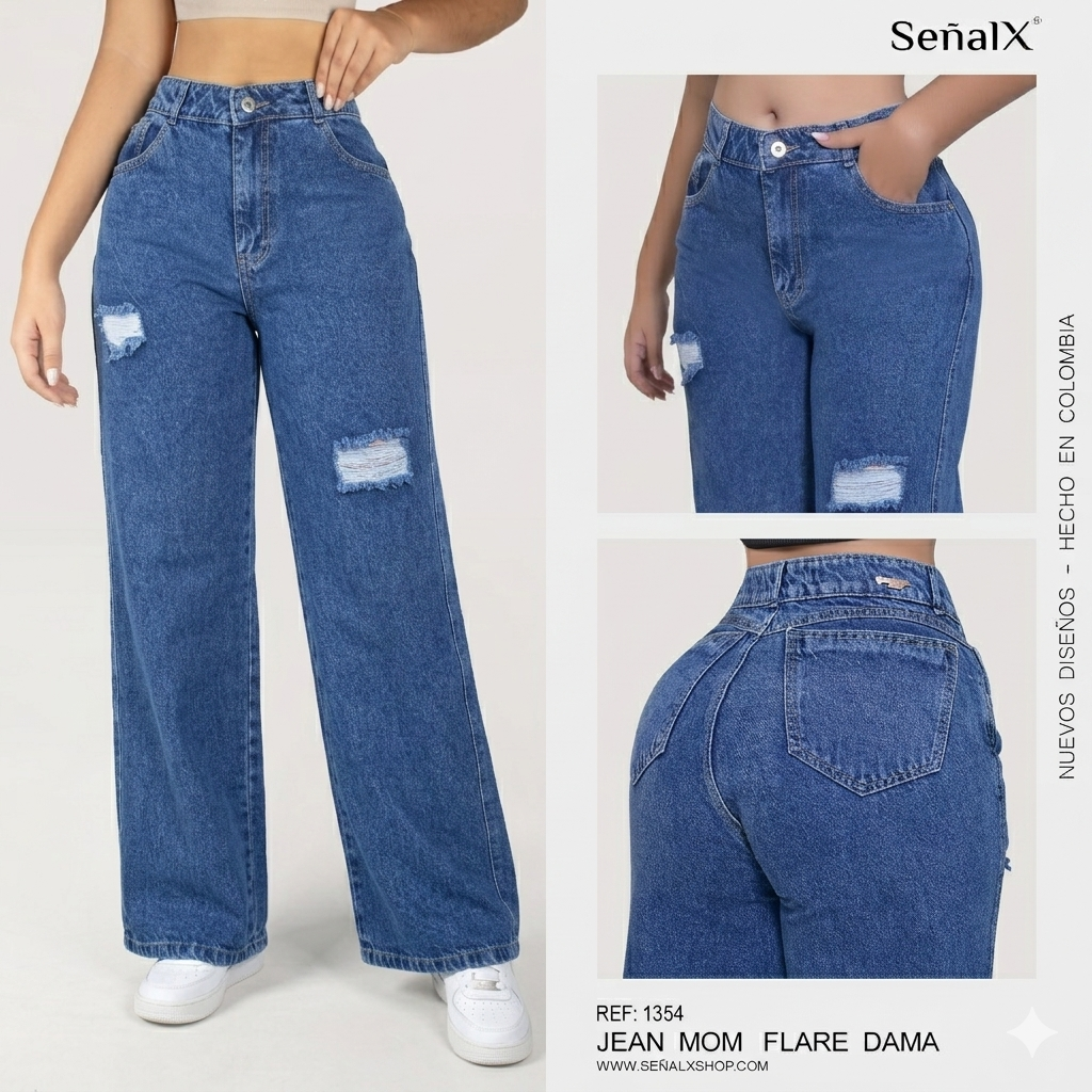 Jeans Mujer Mom Flare 1354