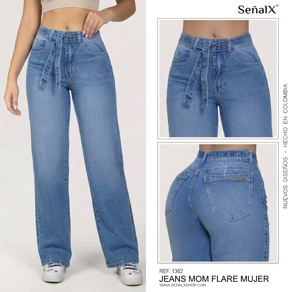 Jeans mujer Mom Flare 1362