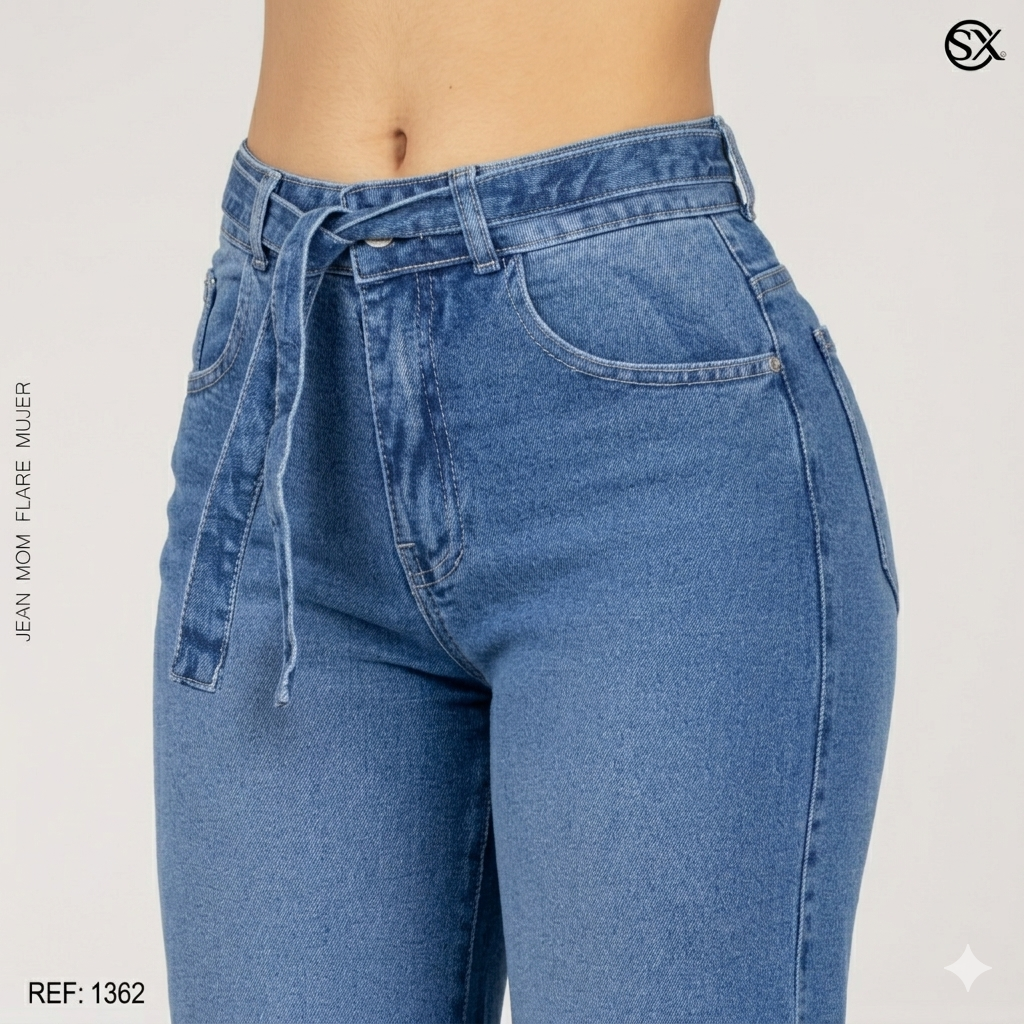 Jeans mujer Mom Flare 1362
