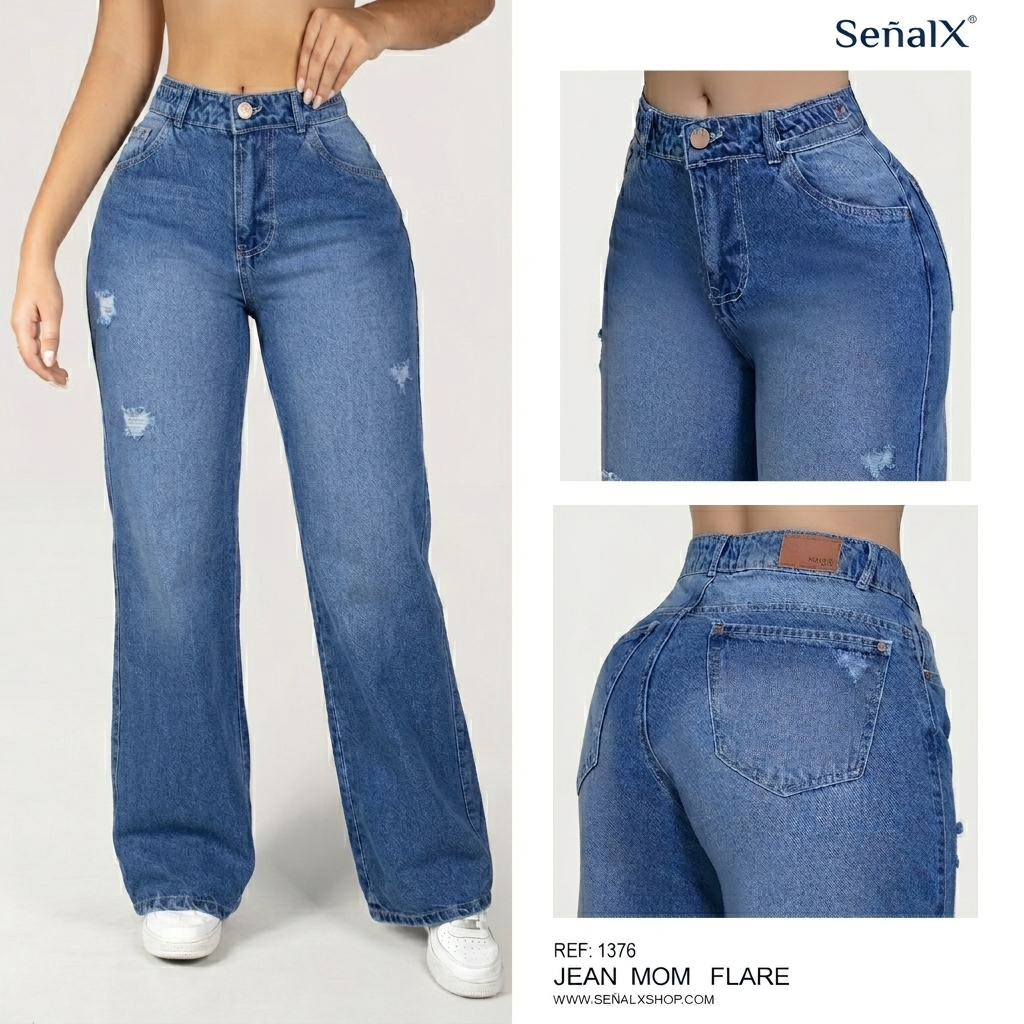 Jeans Mujer Mom Flare 1376