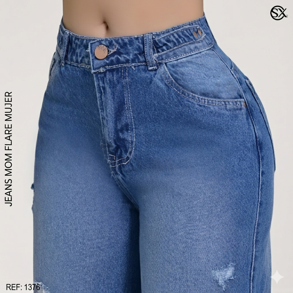 Jeans Mujer Mom Flare 1376