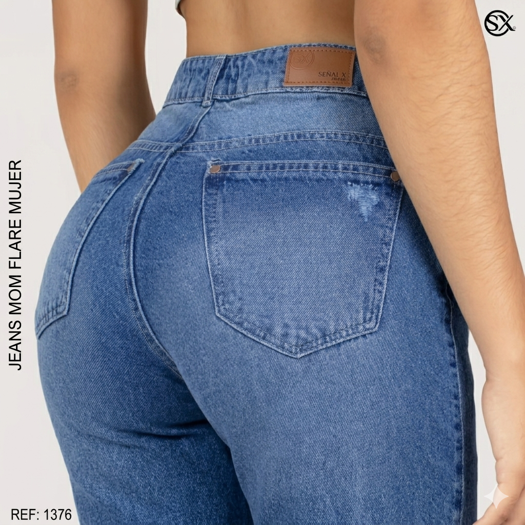 Jeans Mujer Mom Flare 1376